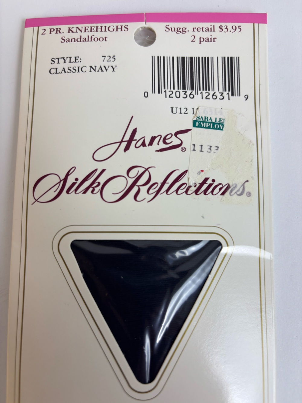 Hanes Silk Reflections Knee Highs Toeless Beyond Buff Sandalfoot Navy Bundle NOS - Picture 3 of 9
